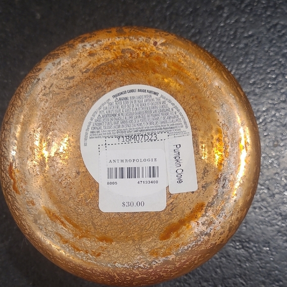 Anthropologie Gold Lid Pumpkin Clove Jar Candle - Picture 3 of 4